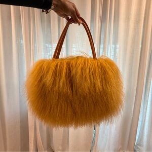 Luxurious Yellow Fluffy Handbag